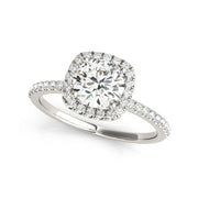 Dainty Shank Cushion Halo Diamond Engagement Ring(  0.72 CTW)