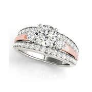 2-Tone Wide Shank Three-Stone Diamond Engagement Ring(  1.26 CTW)