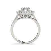 Round Brilliant Cut Double Row Halo Diamond Engagement Ring(  0.86 CTW)