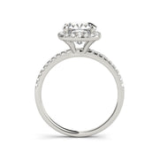 Fancy Cushion Shape Halo Round Brilliant Cut Diamond Engagement Ring(  0.7 CTW)