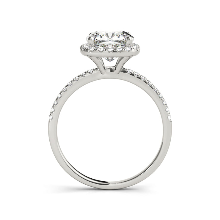 Fancy Cushion Shape Halo Round Brilliant Cut Diamond Engagement Ring(  0.7 CTW)