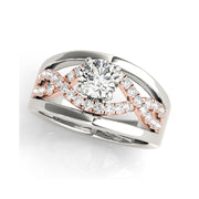 2-Tone Wide Twist Shank Solitaire Diamond Engagement Ring(  0.74 CTW)