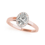 Fancy Oval Solitaire With Halo set Diamond Engagement Ring(  0.68 CTW)