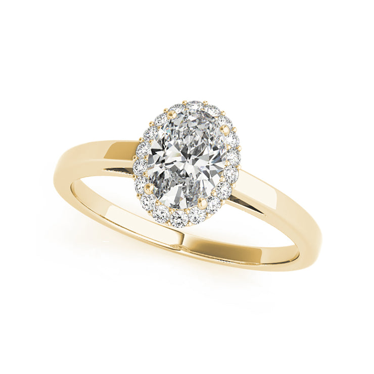 Fancy Oval Solitaire With Halo set Diamond Engagement Ring(  0.68 CTW)