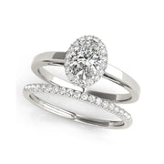 Fancy Oval Solitaire With Halo set Diamond Engagement Ring(  0.68 CTW)