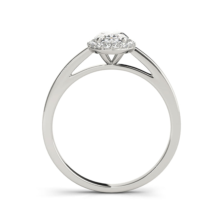 Fancy Oval Solitaire With Halo set Diamond Engagement Ring(  0.68 CTW)