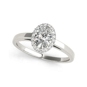 Single Row Oval Cut Diamond Halo Engagement Ring(  0.6 CTW)