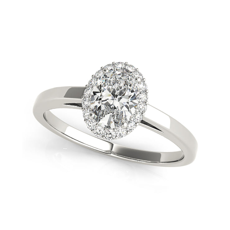 Fancy Oval Solitaire With Halo set Diamond Engagement Ring(  0.68 CTW)