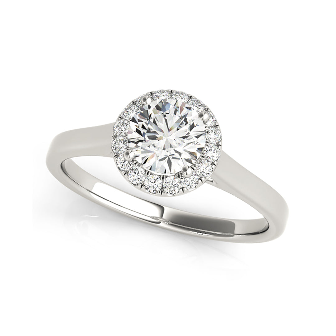 Halo Round Brilliant Cut High Polish Diamond Engagement Ring( 0.57 CTW ...