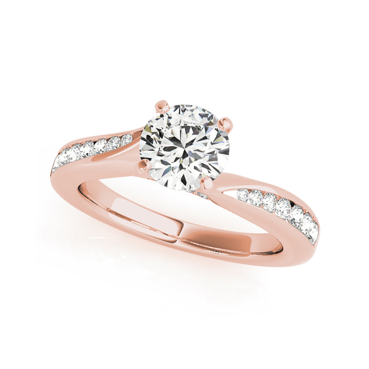 Round Solitaire With Channel-Set Diamond Swirl Engagement Ring(  0.78 CTW)