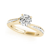 Round Solitaire With Channel-Set Diamond Swirl Engagement Ring(  0.78 CTW)