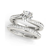 Round Solitaire With Channel-Set Diamond Swirl Engagement Ring(  0.78 CTW)