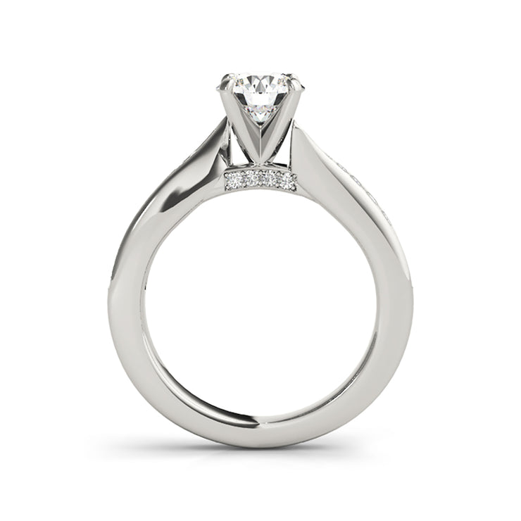 Round Solitaire With Channel-Set Diamond Swirl Engagement Ring(  0.78 CTW)