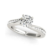 Round Solitaire With Channel-Set Diamond Swirl Engagement Ring(  0.78 CTW)