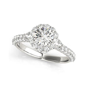 Flower-Inspired Round Halo Muti-Row Diamond Shank Engagement Ring(  1.54 CTW)