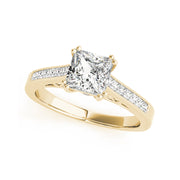 Double Prong Pincess Solitaire With Channel-Set Accent Diamond Engagement Ring(  0.68 CTW)