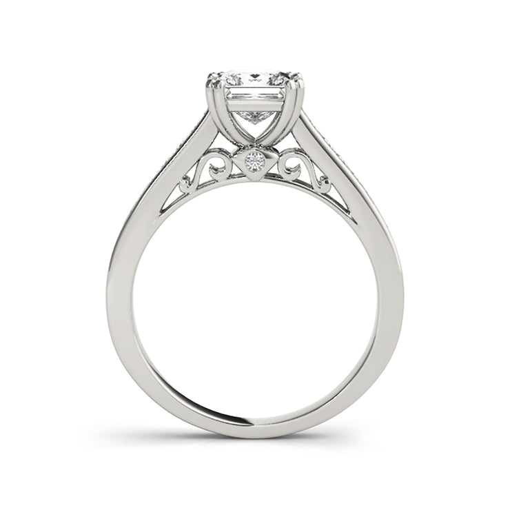 Double Prong Pincess Solitaire With Channel-Set Accent Diamond Engagement Ring(  0.68 CTW)
