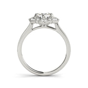 Low set Floral Halo Vintage With Side-Diamond Engagement ring(  0.71 CTW)