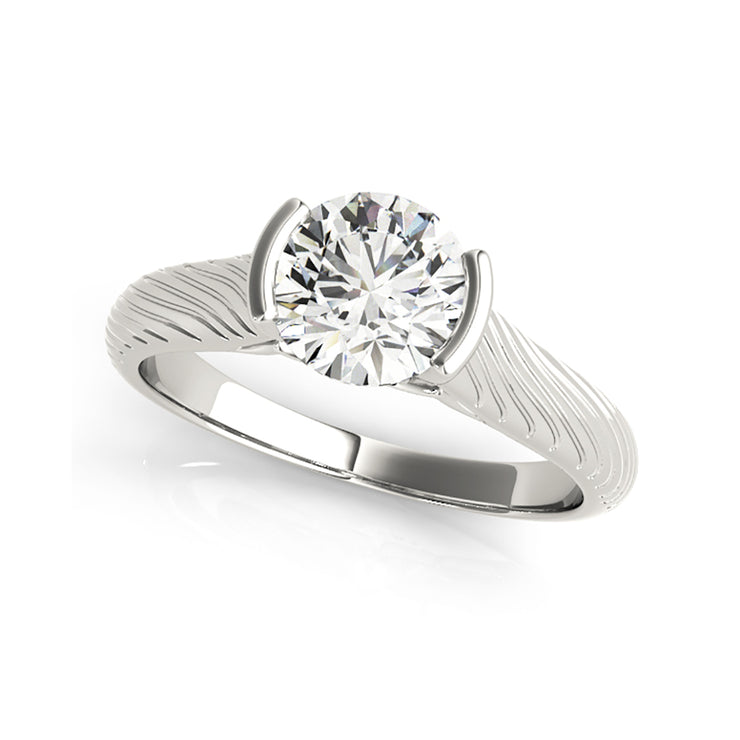Half Bezel Solitaire With Carved Shank Diamond Engagement Ring(  0.5 CTW)