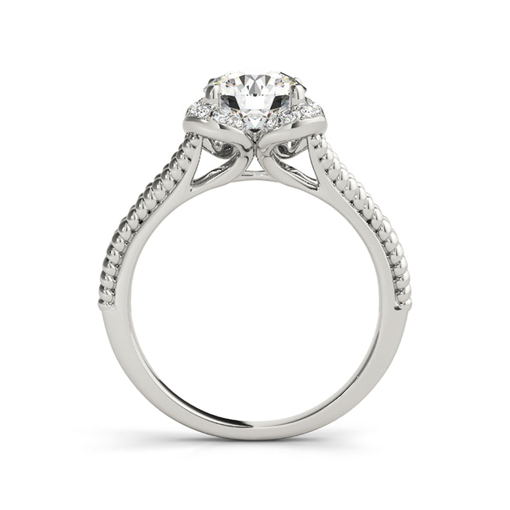 Delicate Floral Halo Split Shank Diamond Engagement Ring(  0.59 CTW)