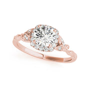Vintage Cushion Shape Halo Round Brilliant Cut Diamond Engagement Ring(  0.64 CTW)