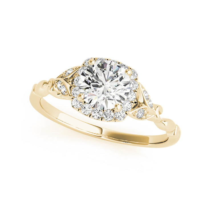 Vintage Cushion Shape Halo Round Brilliant Cut Diamond Engagement Ring(  0.64 CTW)