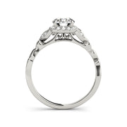 Vintage Cushion Shape Halo Round Brilliant Cut Diamond Engagement Ring(  0.64 CTW)
