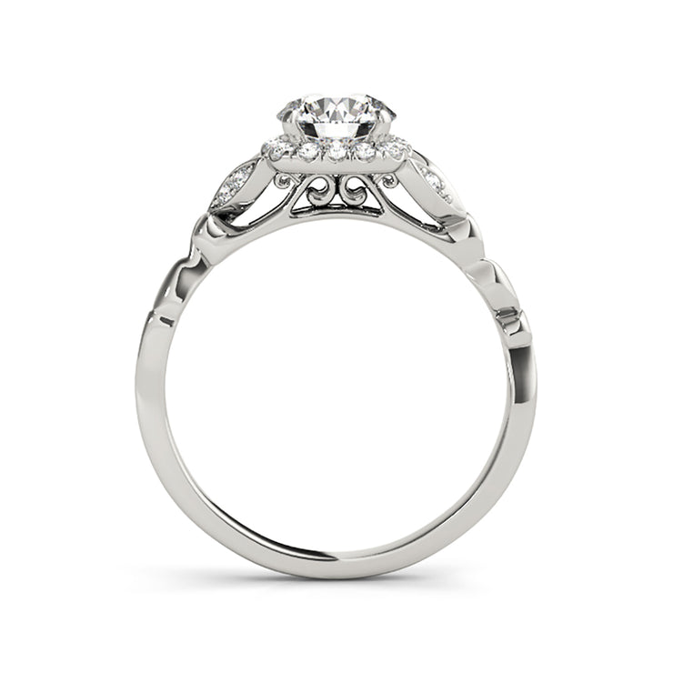 Vintage Cushion Shape Halo Round Brilliant Cut Diamond Engagement Ring(  0.64 CTW)