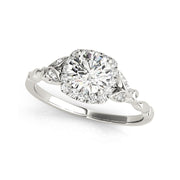 Vintage Cushion Shape Halo Round Brilliant Cut Diamond Engagement Ring(  0.64 CTW)