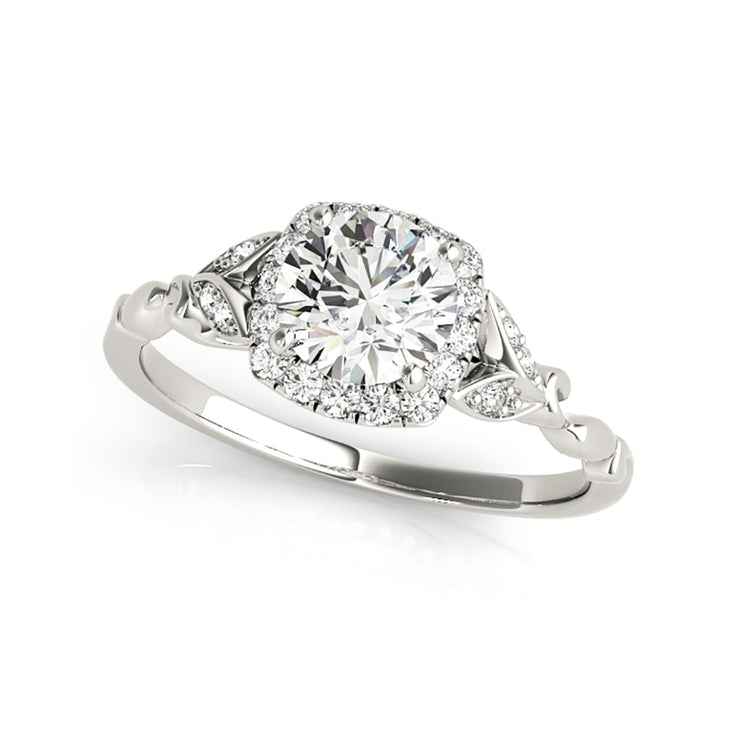 Vintage Cushion Shape Halo Round Brilliant Cut Diamond Engagement Ring(  0.64 CTW)