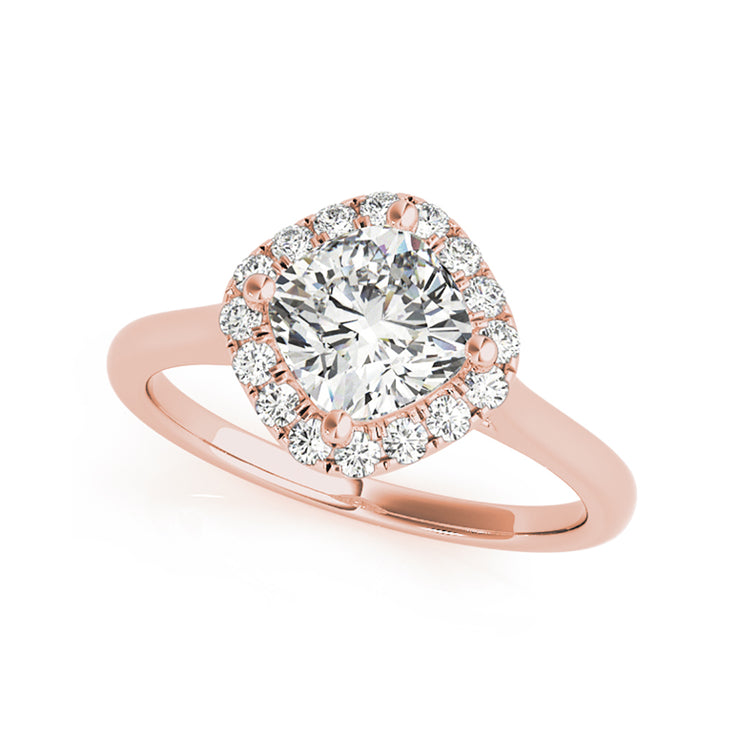 Modern Cushion Halo Plain Shank Diamond Engagement Ring(  0.66 CTW)