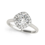 Modern Cushion Halo Plain Shank Diamond Engagement Ring(  0.66 CTW)