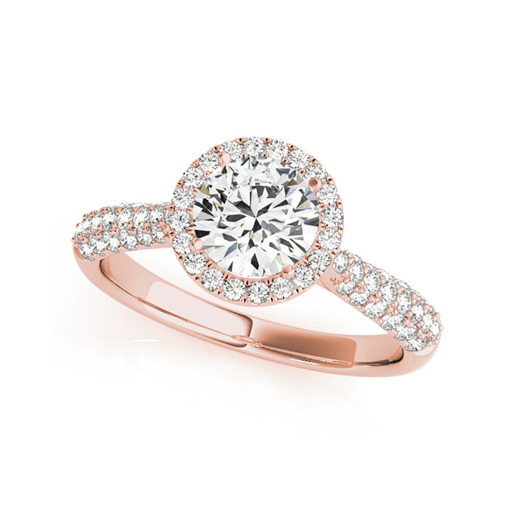 Round Shape Single Halo Round Brillaint Cut Diamond Engagement Ring(  0.83 CTW)