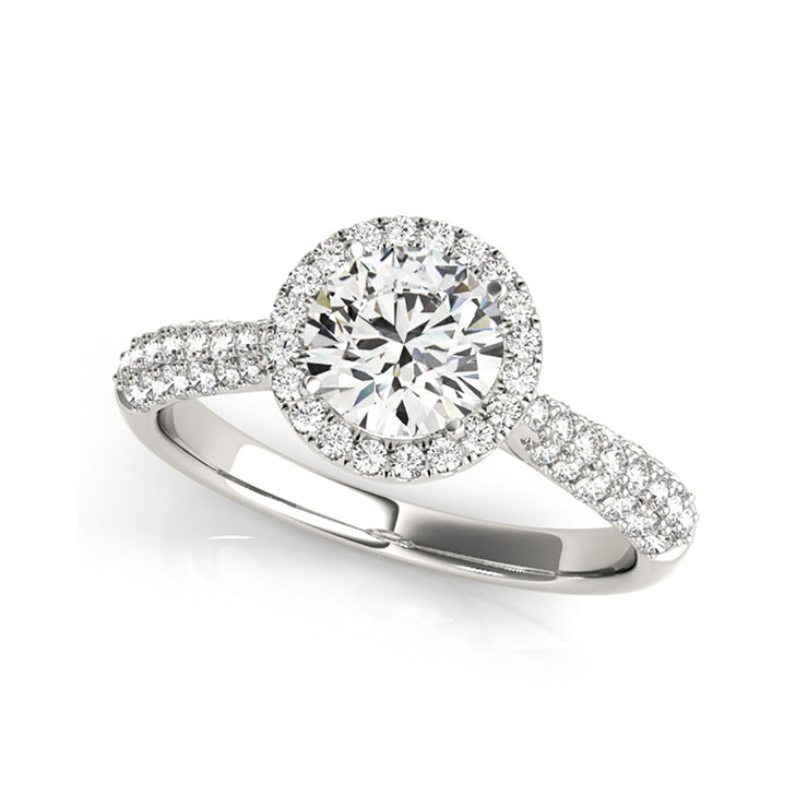 Round Shape Single Halo Round Brillaint Cut Diamond Engagement Ring(  0.83 CTW)