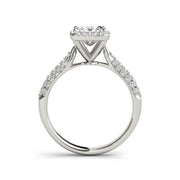 Sparkling Princess Cut Diamond Single Halo Diamond Engagement Ring(  0.82 CTW)