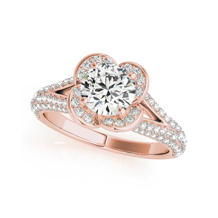 Intricate Floral 1.24ctw Halo Split Shank Diamond Engagement Ring(  .1.24 CTW)
