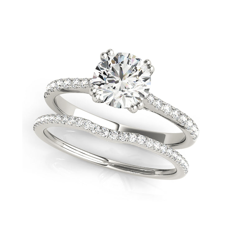 Double-Prong Round Solitaire With Side-Diamond Engagement Ring(  0.69 CTW)
