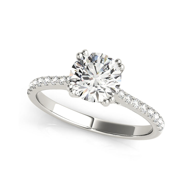 Double-Prong Round Solitaire With Side-Diamond Engagement Ring(  0.69 CTW)