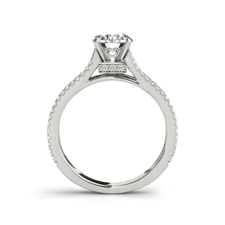 Solitaire with 2-Row Split Shank & Diamond Neck Engagement Ring(0.84 CTW)
