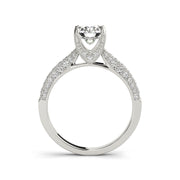 Solitaire With Multi-Row Accent Diamond Engagement Ring(  0.94 CTW)