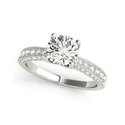 Solitaire With Multi-Row Accent Diamond Engagement Ring(  0.94 CTW)