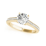 4-prong High Profile Solitaire Side Diamond Engagement Ring(  0.64 CTW)