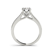 4-prong High Profile Solitaire Side Diamond Engagement Ring(  0.64 CTW)