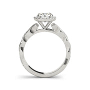 Round Brilliant Cut Halo Infinity Shank Diamond Engagement Ring(  0.79 CTW)