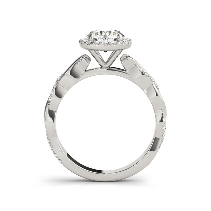Round Halo entwined Diamond Shank Engagement Ring(  0.77 CTW)