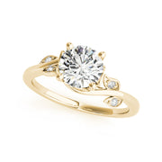 Artistic Design Solitaire With Diamond Leaves Engagement Ring(  0.58 CTW)