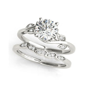 Artistic Design Solitaire With Diamond Leaves Engagement Ring(  0.58 CTW)