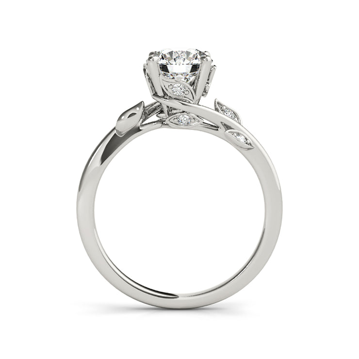 Artistic Design Solitaire With Diamond Leaves Engagement Ring(  0.58 CTW)