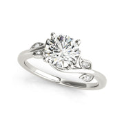 Artistic Design Solitaire With Diamond Leaves Engagement Ring(  0.58 CTW)