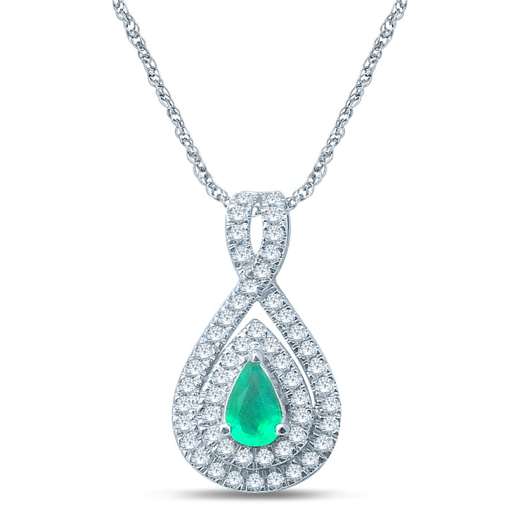14K DIAMOND  EMERALD  PENDANT